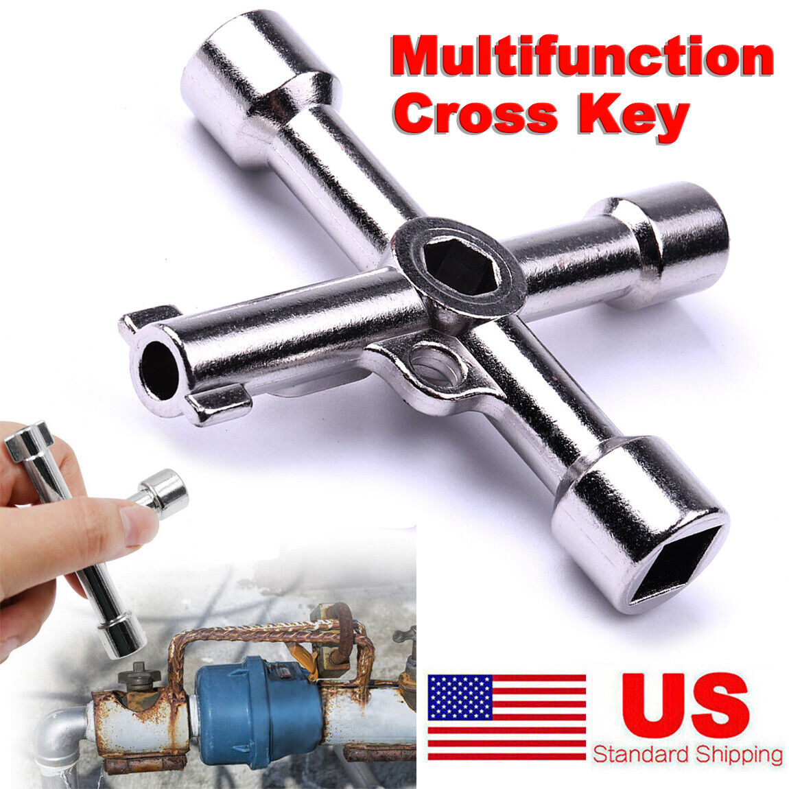 4 In 1 Cross Electric Control Cabinet Drill Key Practical Wrench Tool Zinc Alloy