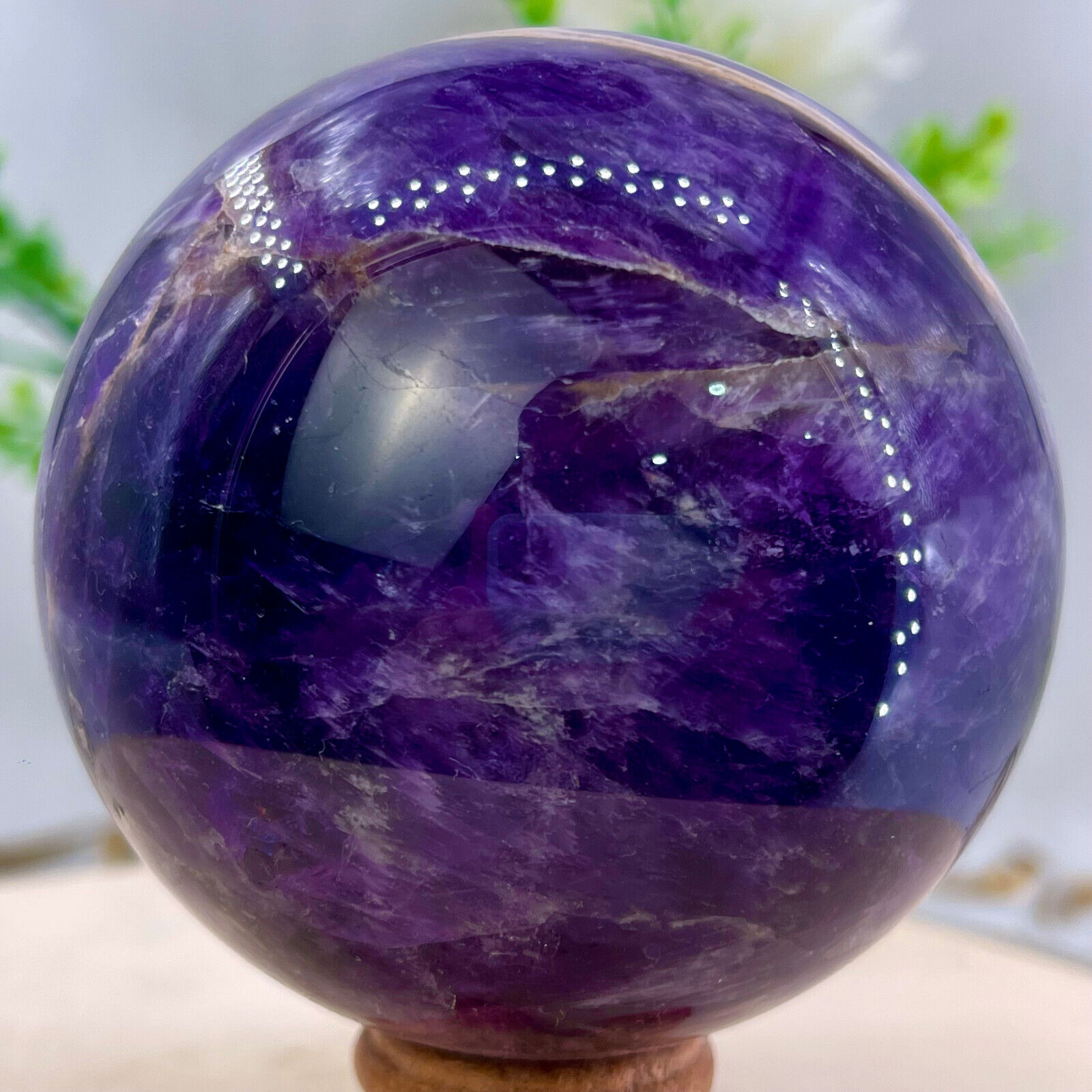 1.38LB Natural Dream Amethyst Quartz Crystal Sphere Ball Healing