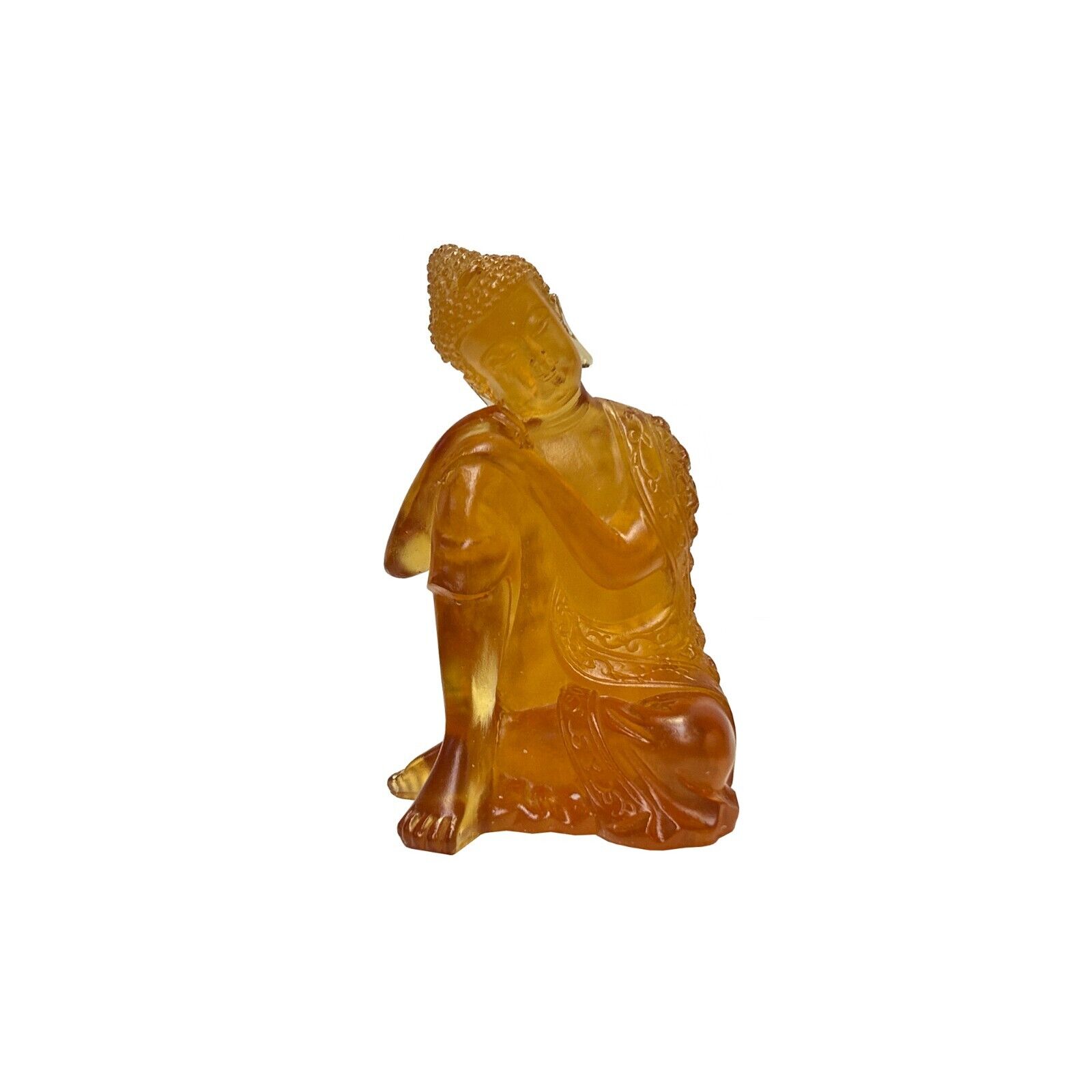 Golden Orange Crystal Glass Lotus Rest Leg Amitabha Shakyamuni Buddha ws3664