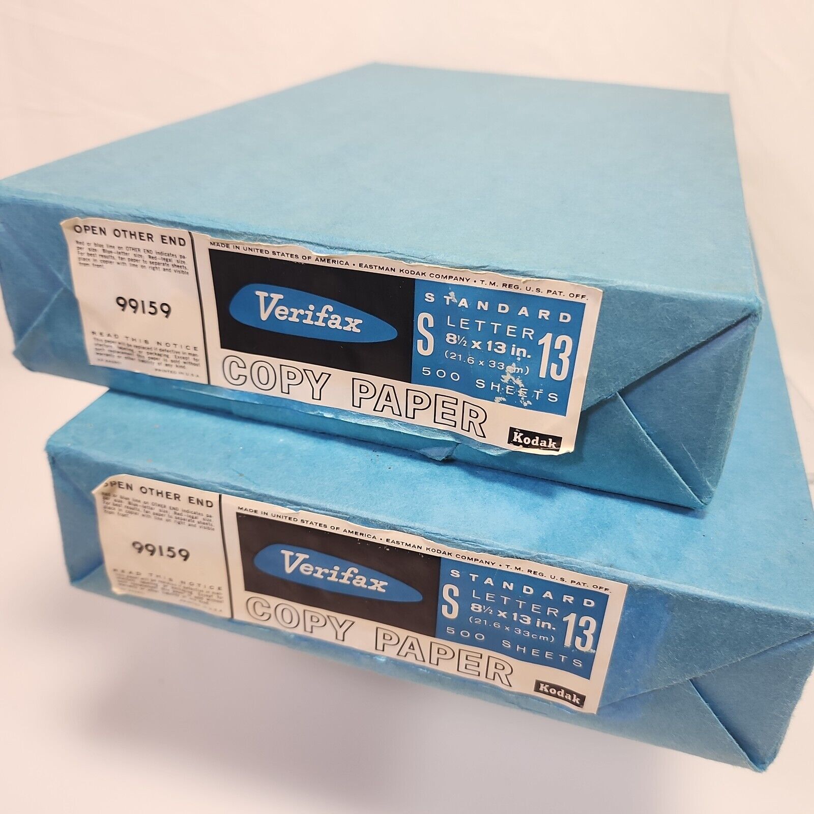 Vtg Sealed Kodak Verifax Copy Paper 2 x 500 Pack Sheets 8.5x13 Inches 99159