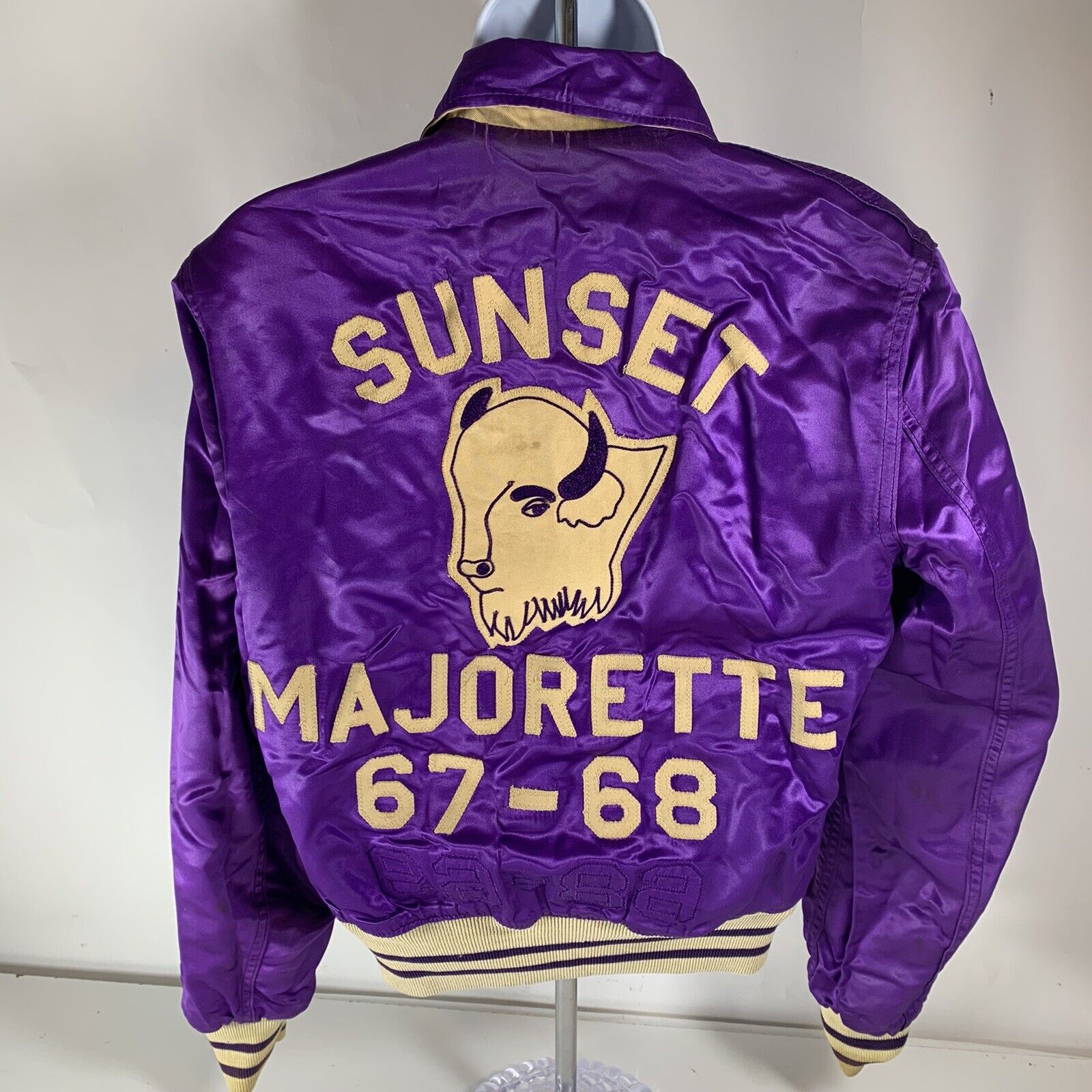 Vintage Sunset High School Majorette Purple Satin Reversible Jacket Dallas Texas