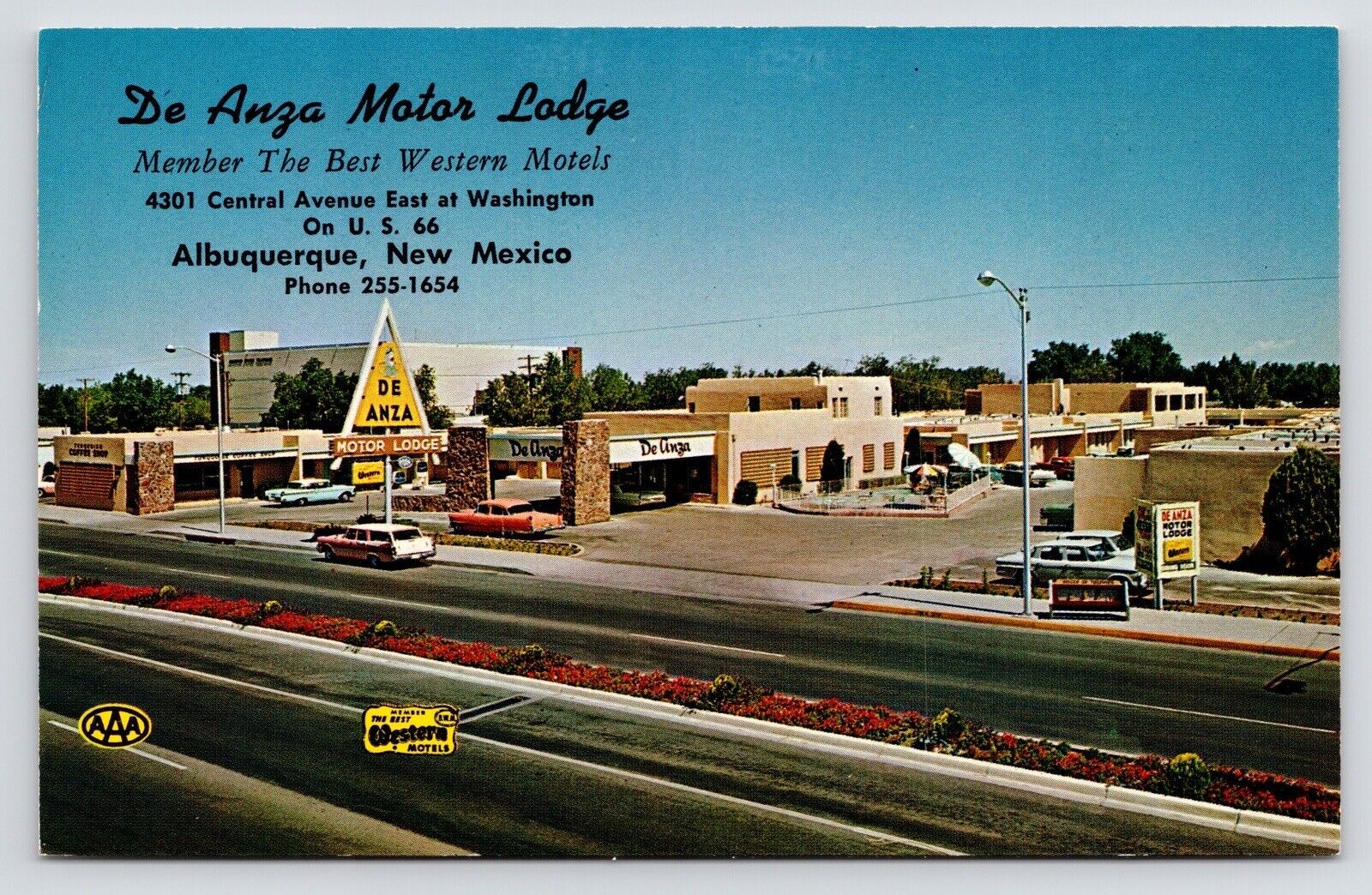 c1950s~Route 66~De Anza Motor Lodge~Albuquerque~New Mexico NM~Vintage Postcard