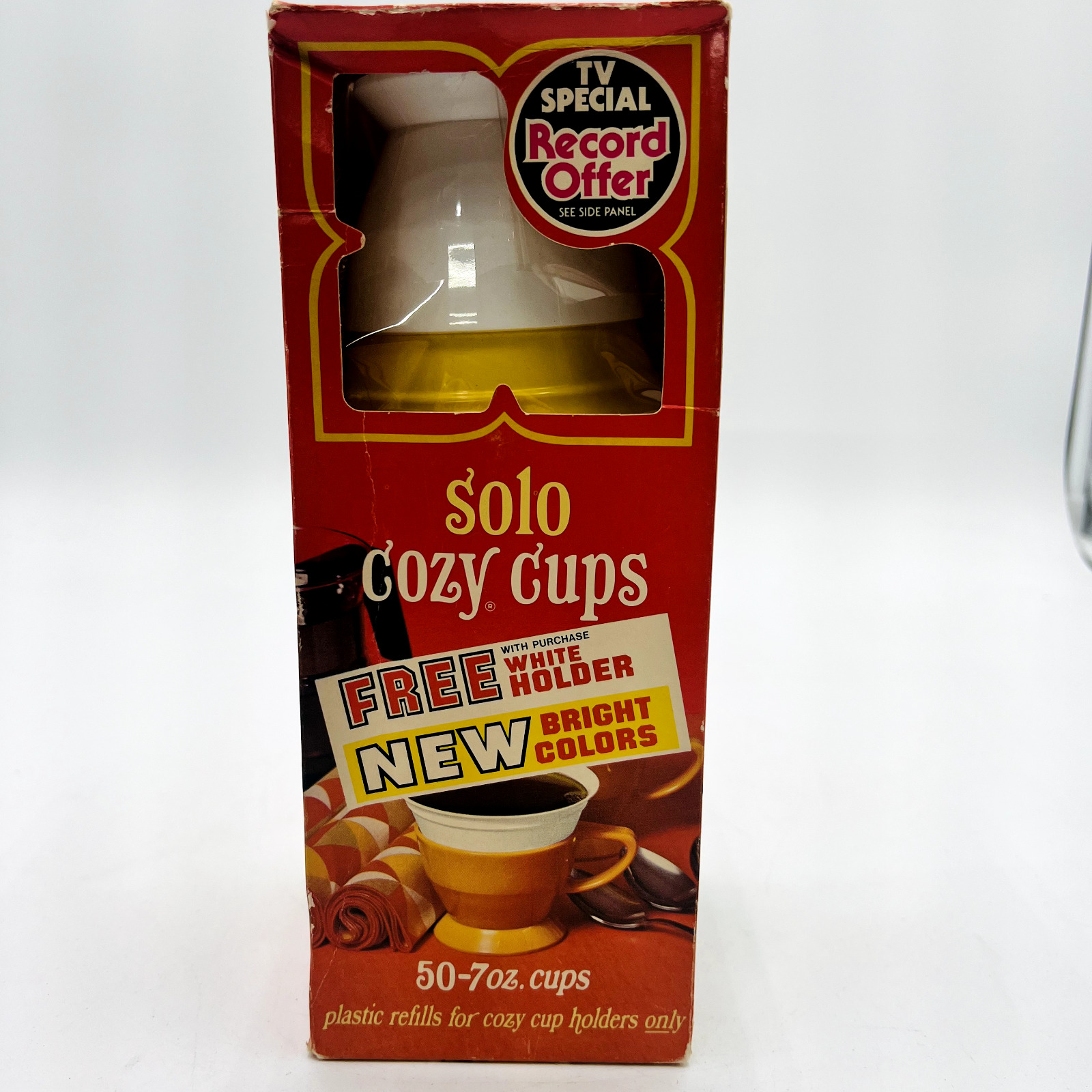 New Sealed Vintage Yellow Solo Cozy Cup Refills and Cup Holder Box 50 7oz Retro