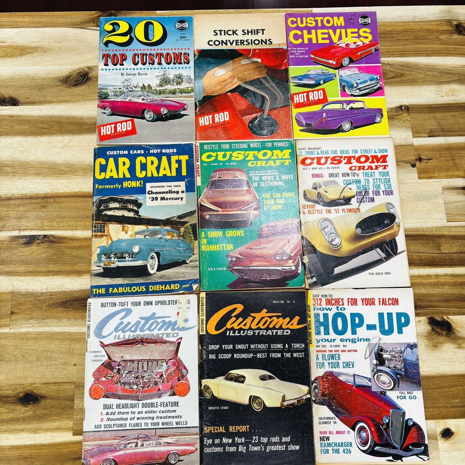 Lot of 9 Vtg 50s 60s Magazines Hot Rod Custom Cars Illustrated Honk Car Craft