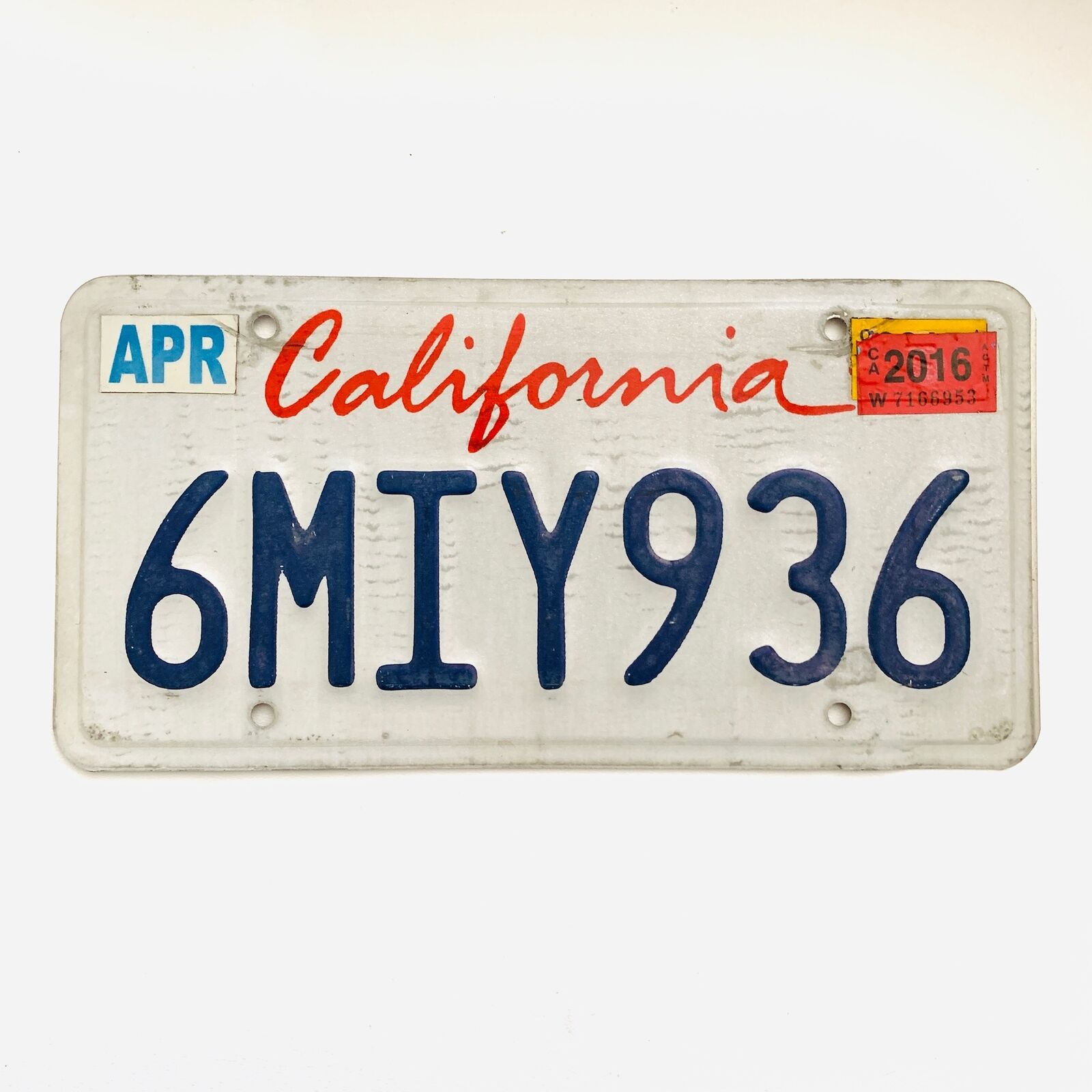 2016 United States California Lipstick Passenger License Plate 6MIY936