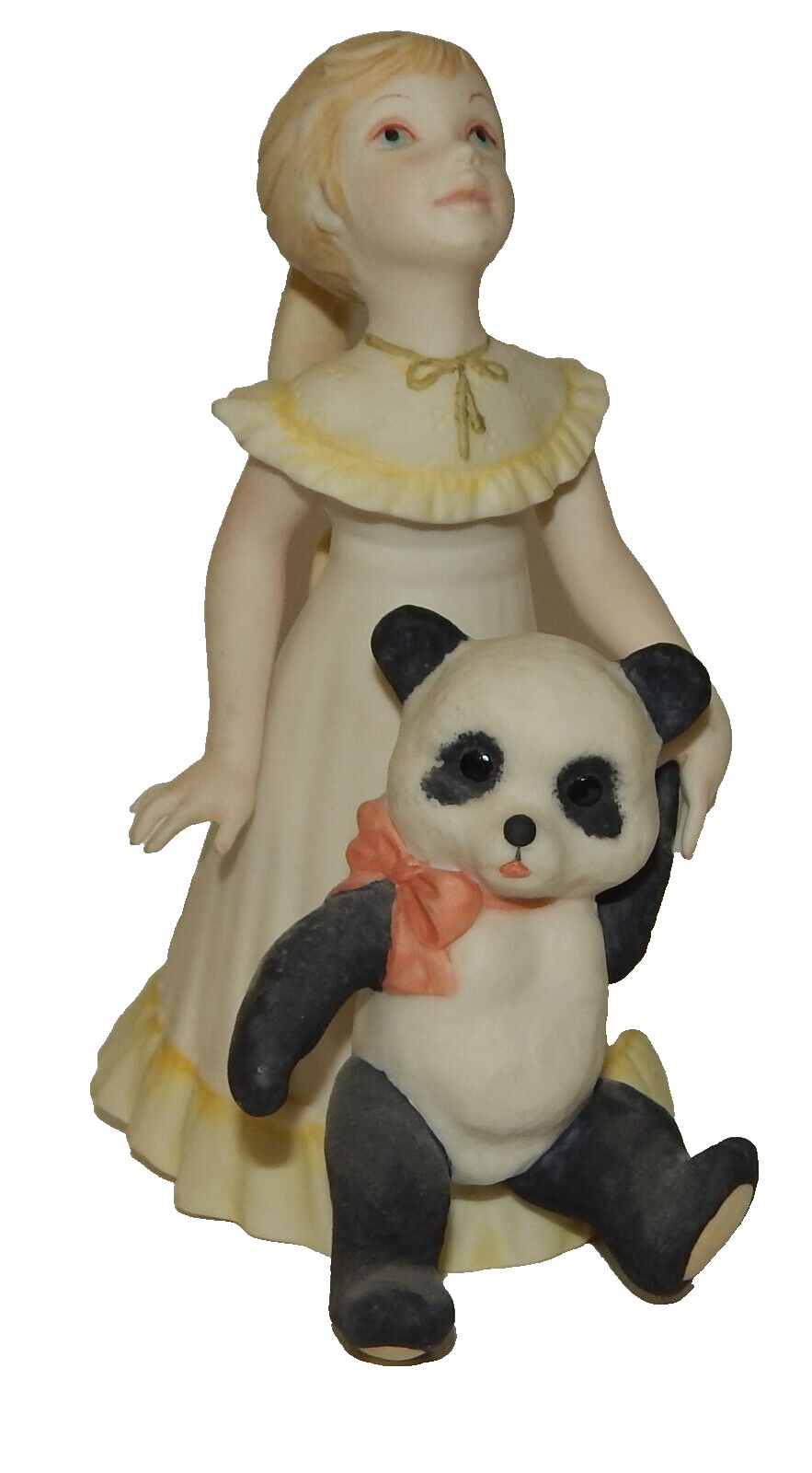 Vintage Cybis Porcelain Blonde Girl with Panda Bear Figurine