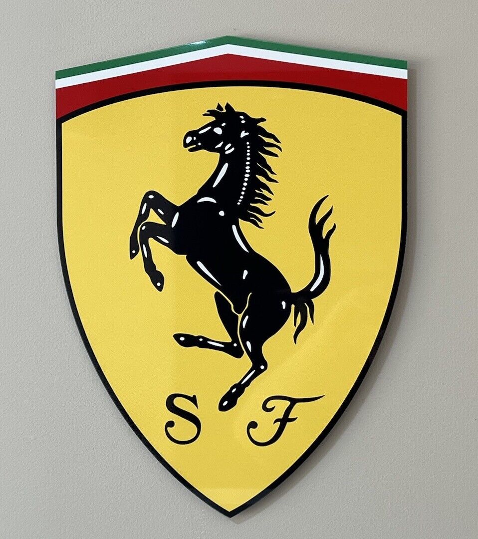 Large 18” Shield Ferrari  Racing Inspired Aluminum Sign