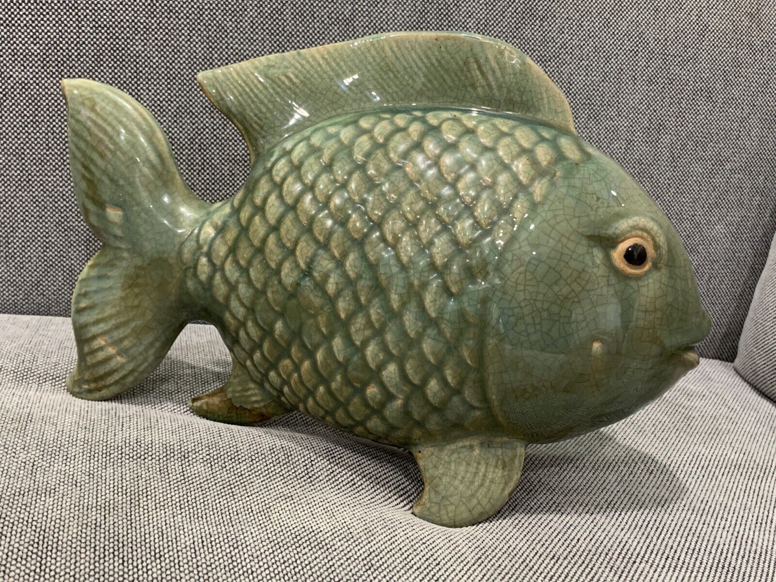 Possibly Vintage Japanese Ceramic Large Koi / Carp Fish Statue Figurine