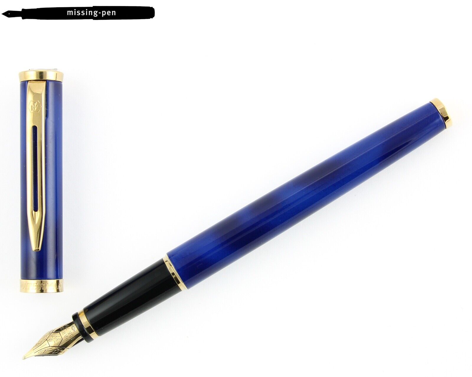 Waterman Preface Cartridges Fountain Pen in Blue-Marble Gold with 18K M or L-nib