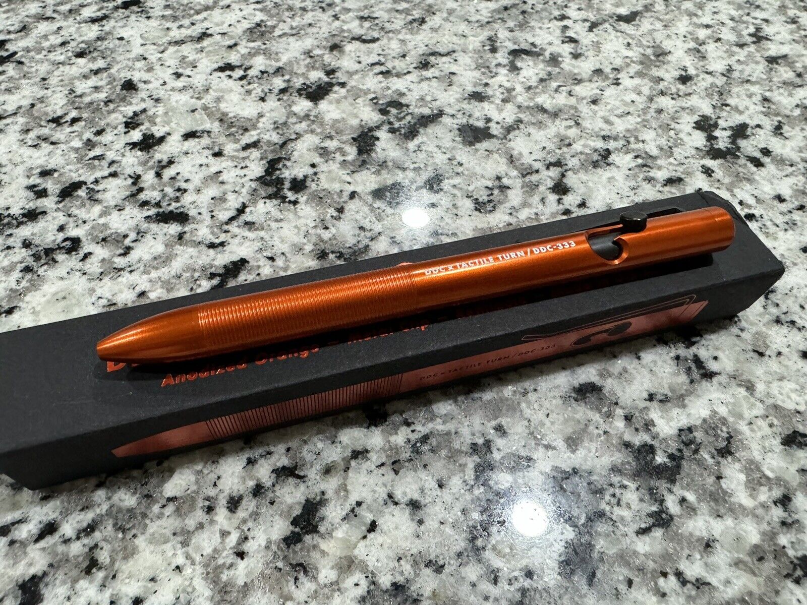 Tactile Turn x Draplin Design Company 5.6” Orange Alum Bolt Action Pen EUC