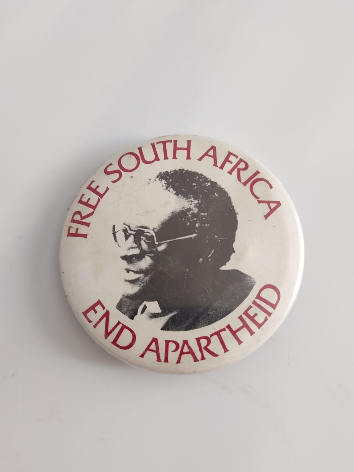 Vtg Free South Africa Civil Rights End Apartheid Justice Protest Button Pin RARE