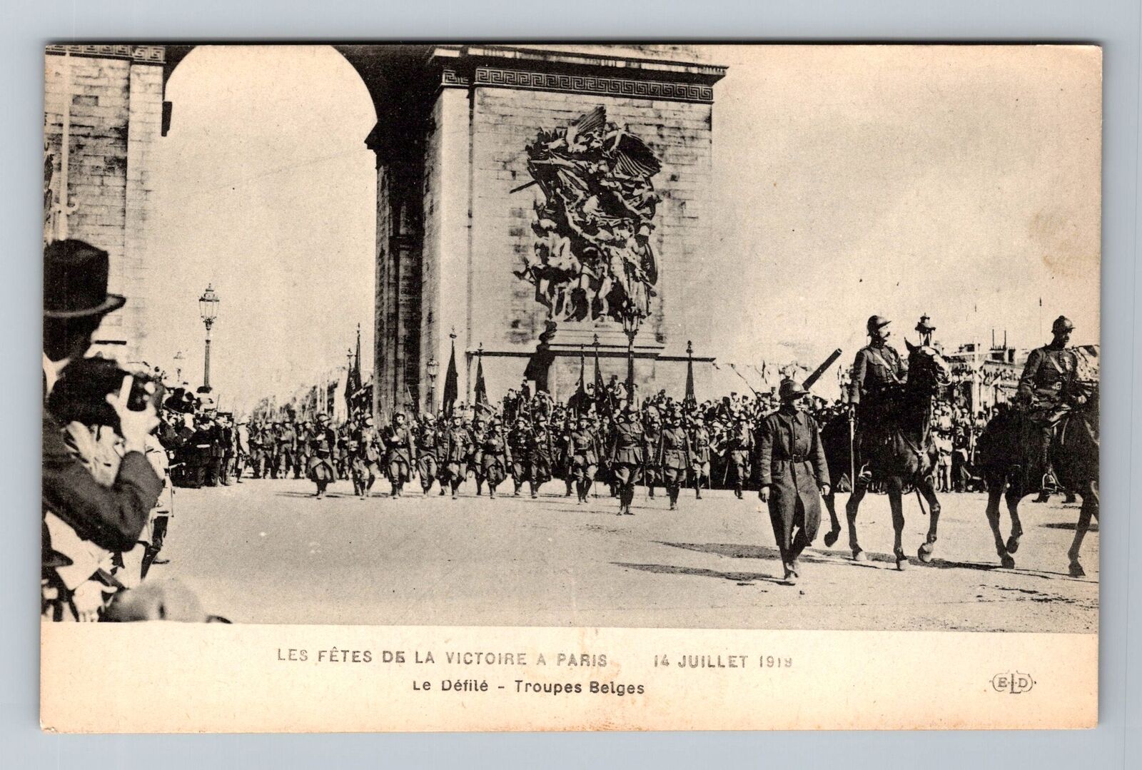 Paris France-The Parade, Belgian Troops, Vintage Postcard