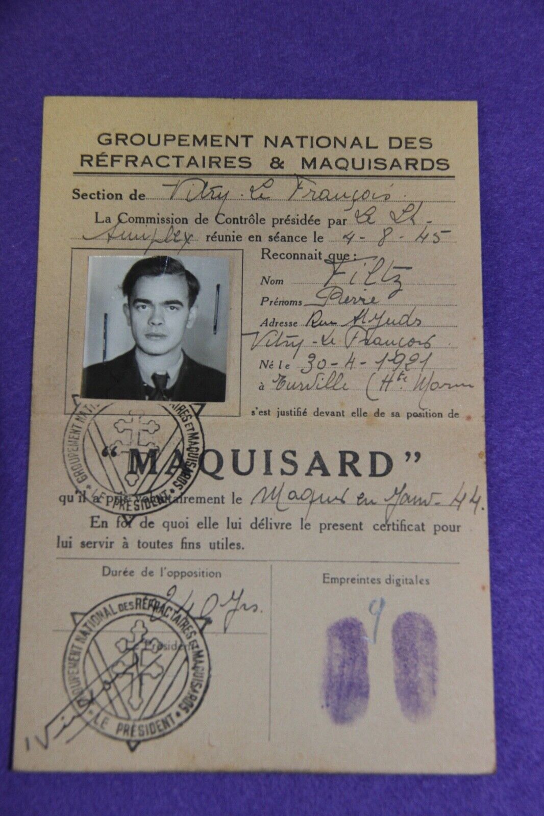REFRACTORY AND MAQUISARD GROUP CARD W2 N° 9