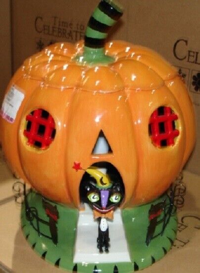 Dept 56 Black Cat Pumpkin Patch Time to Celebrate Series Lights Up NEW