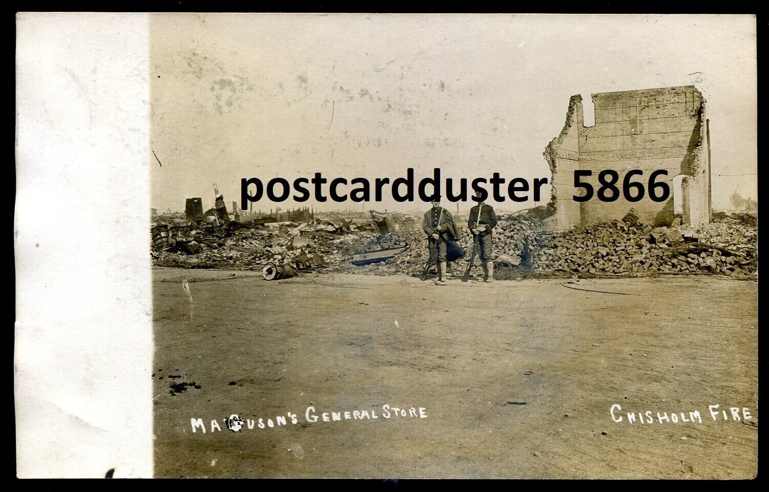 CHISHOLM Minnesota 1908 Street View Store Ruins after Fire. Real Photo Postcard