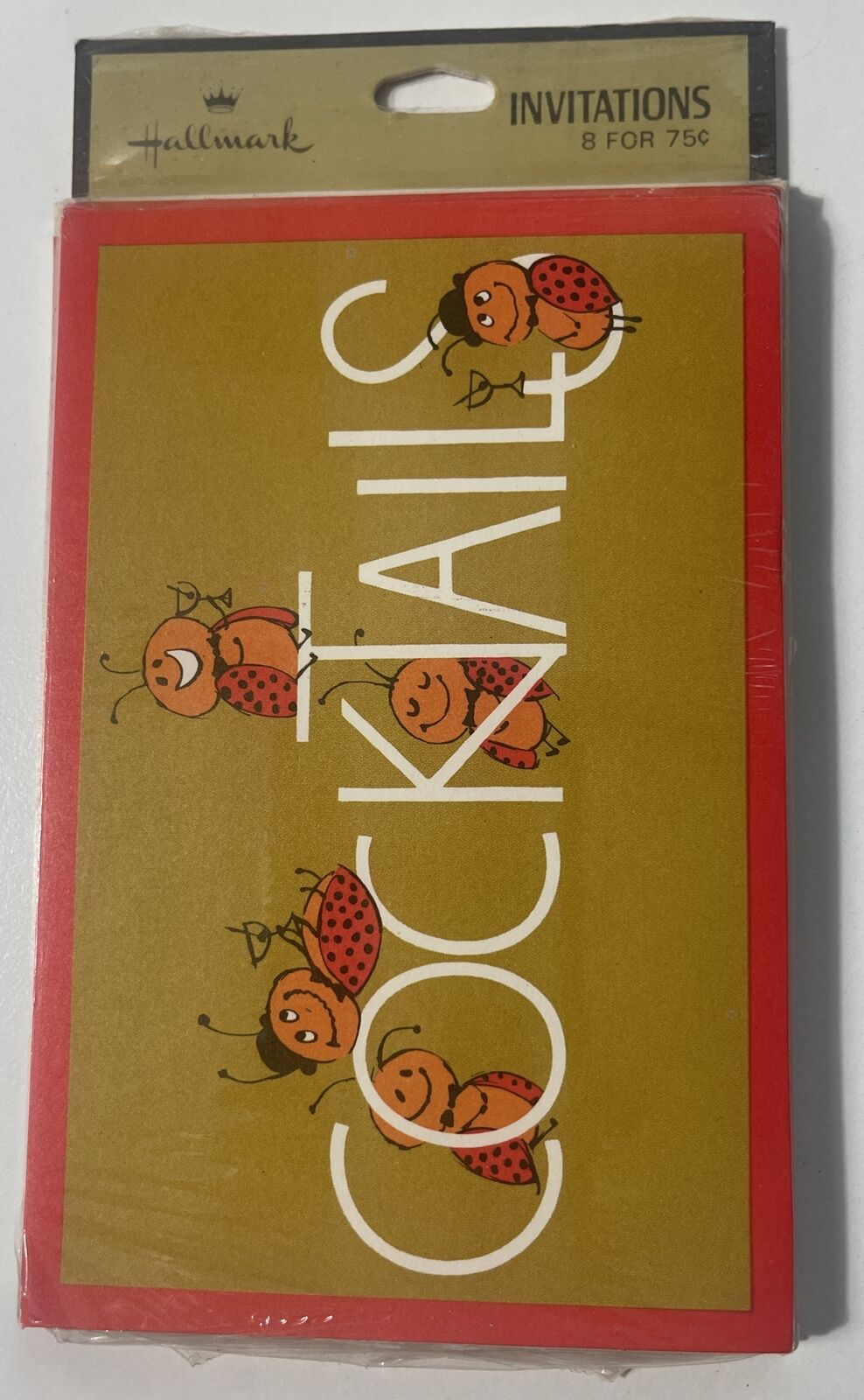 Vintage Hallmark Ladybug Cocktails Invitations 1 - Packs  Of 8 W/ Envelopes