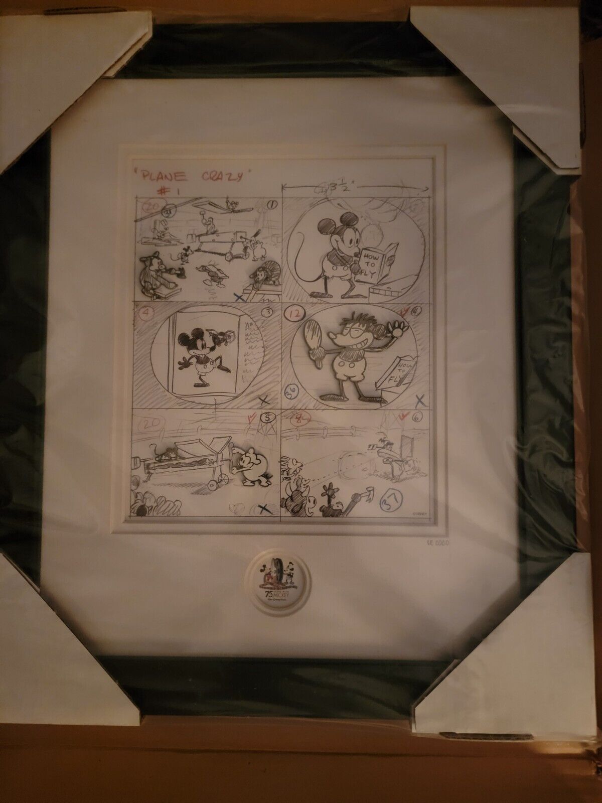 2003 - RARE Disney Mickey Mouse Plane Crazy Comics #1 Framed Pin Set   LE 2000