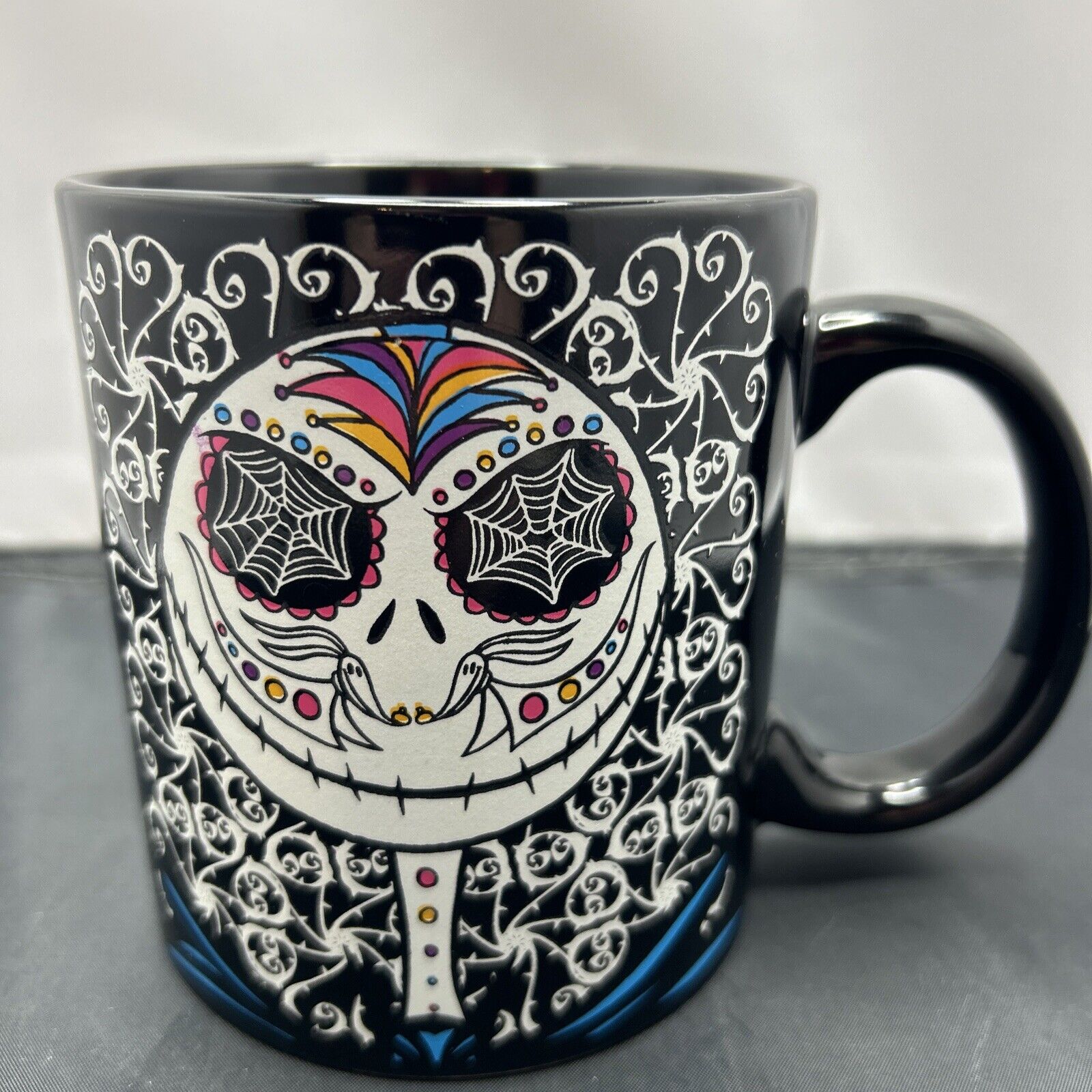 NEW Jack & Sally Nightmare Before Christmas Day of the Dead Glow-in-the-Dark Mug