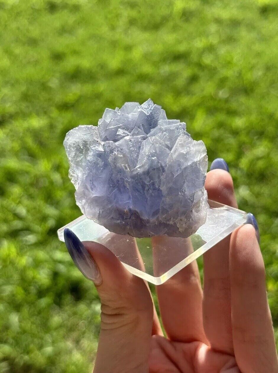 113g Purple Blue Octahedral Fluorite Crystal Cluster Specimen Mineral