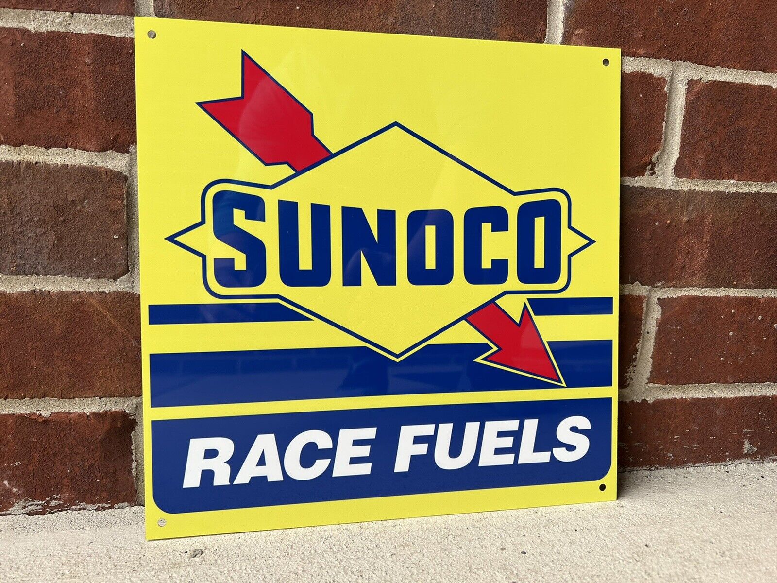 Sunoco race fuels oil gasoline vintage reproduction advertising sign garage 