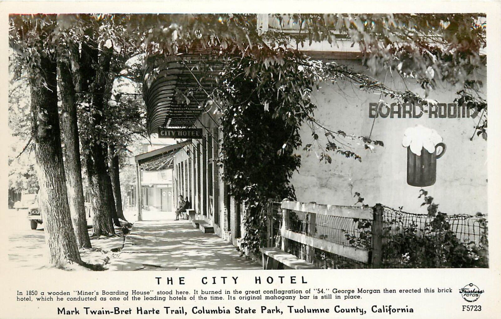 Frashers RPPC F5723 Columbia CA City Hotel Mark Twain-Bret Harte Trail Tuolumne