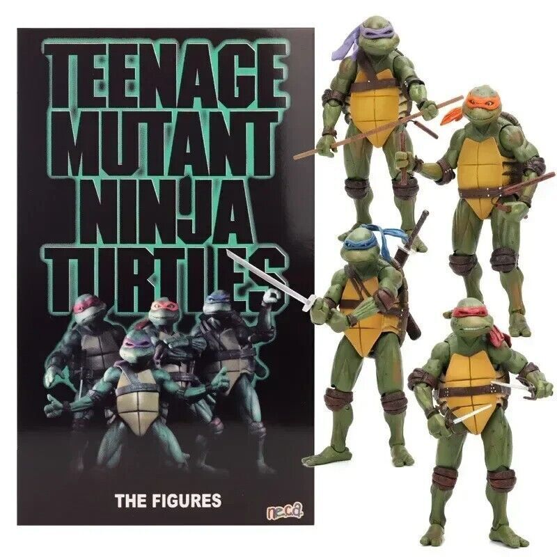 NECA TMNT Teenage Mutant Ninja Turtles SDCC 2018 1990 Movie 4 Pack Rare Edition