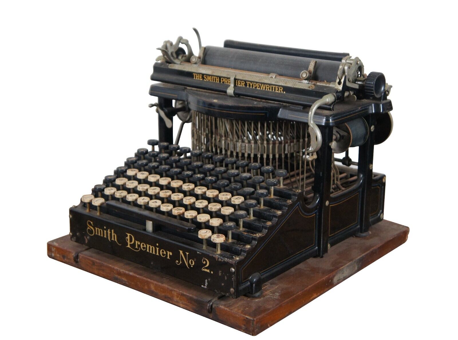 Antique 1896 Smith Premier No 2 Typewriter & Case Double Keyboard 15\