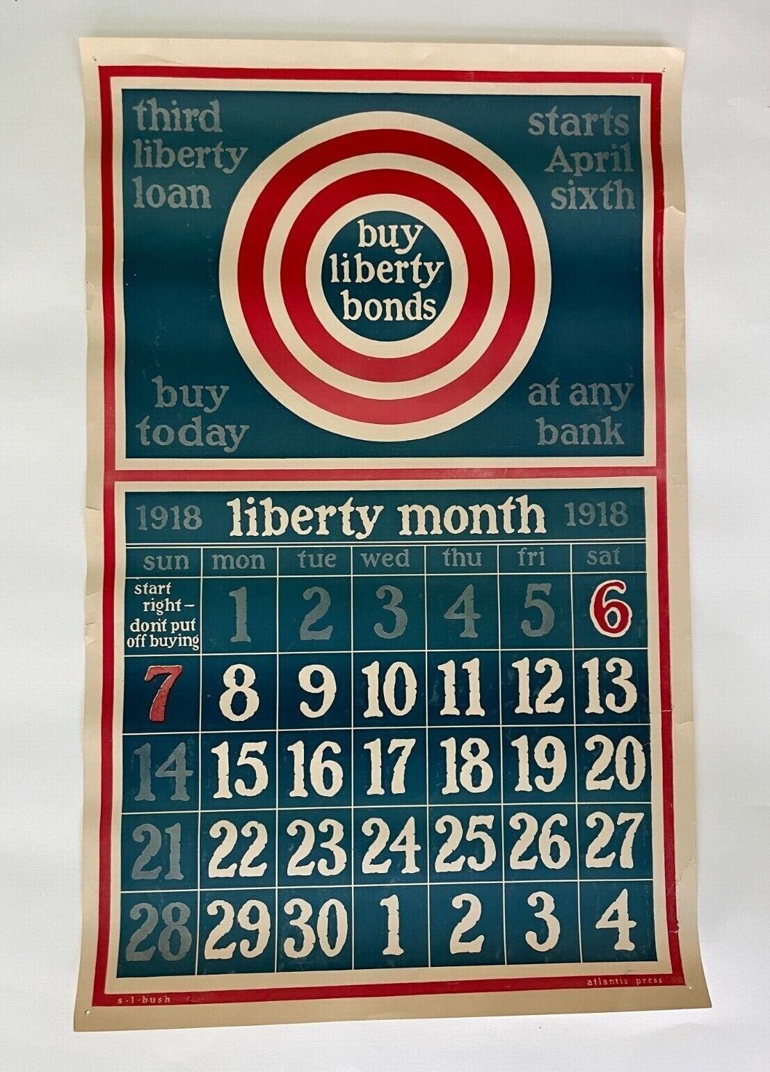 Original Vintage WWI Poster Buy Liberty Bonds Liberty Month 1918 Atlantis Press