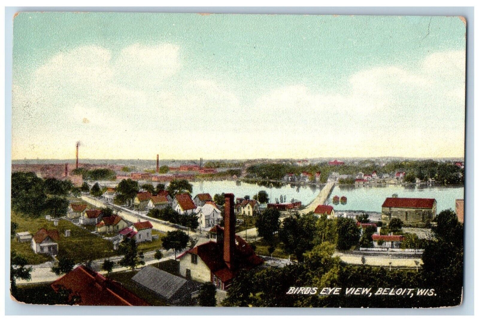 Beloit Wisconsin WI Postcard Birds Eye View Exterior Houses 1910 Vintage Antique