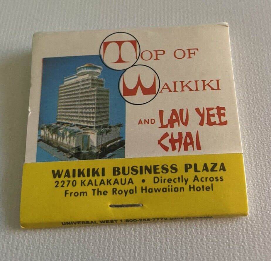 1960’s Top Of Waikiki & Lau Yee Chai - Waikiki HI Large  Matchbook Full Unstruck