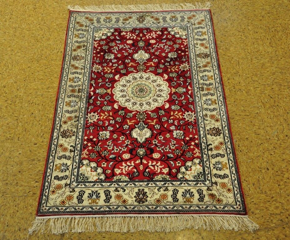 3' x 5' Collection Silk Red Hand-Knotted Rug PIX-28771