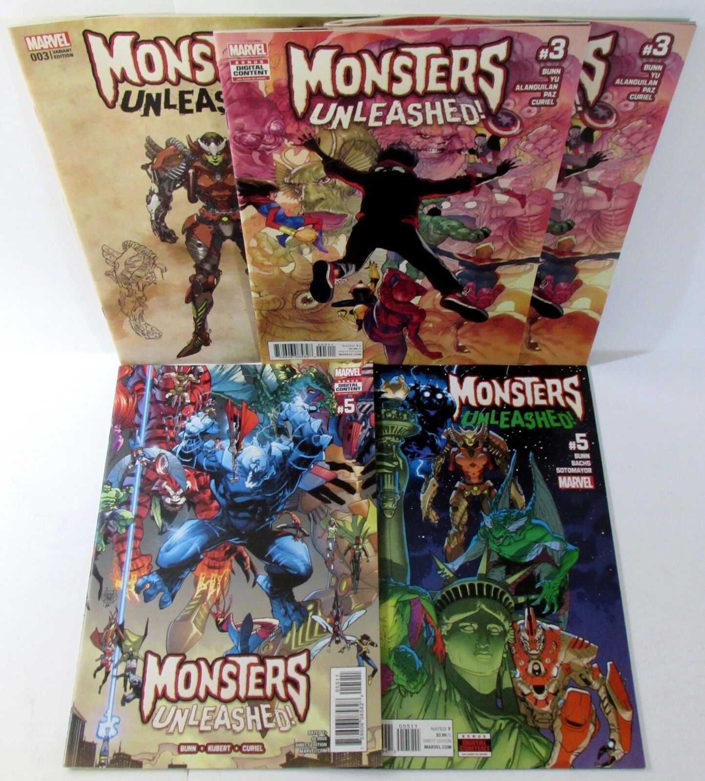 Monsters Unleashed Lot of 5 #3E,3A x2,5A,5 Marvel (2017) 1st Print Comic Books