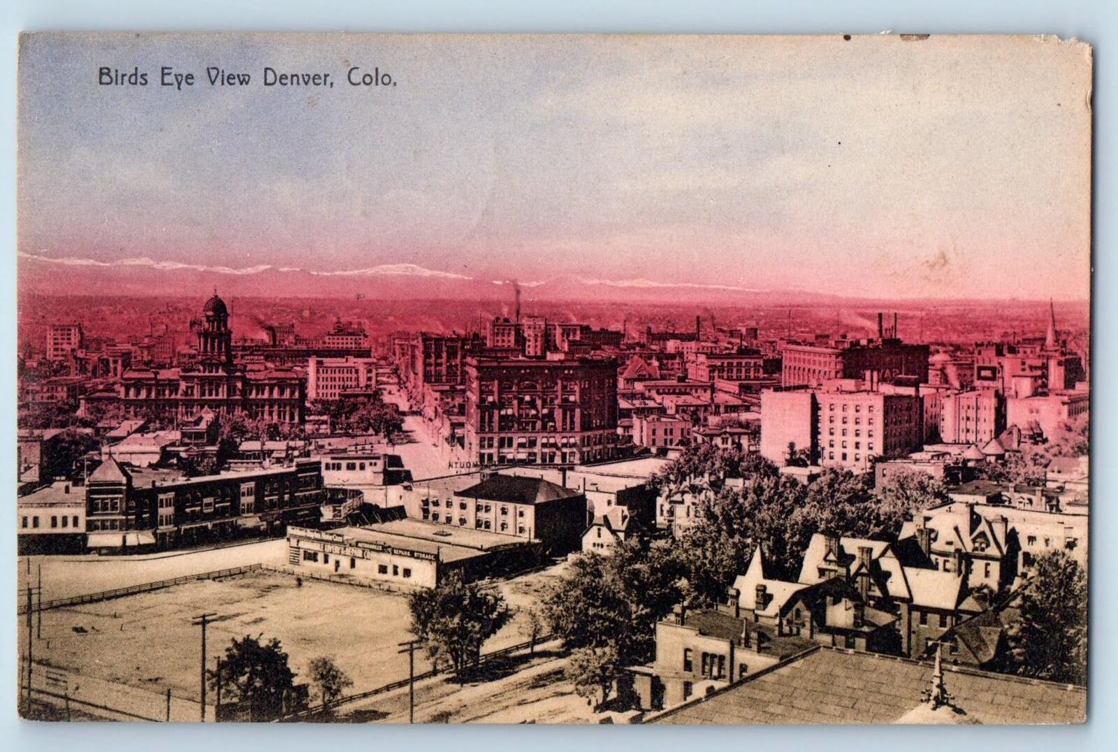 Denver Colorado CO Postcard Bird\'s Eye View Of Residence Section 1924 Antique