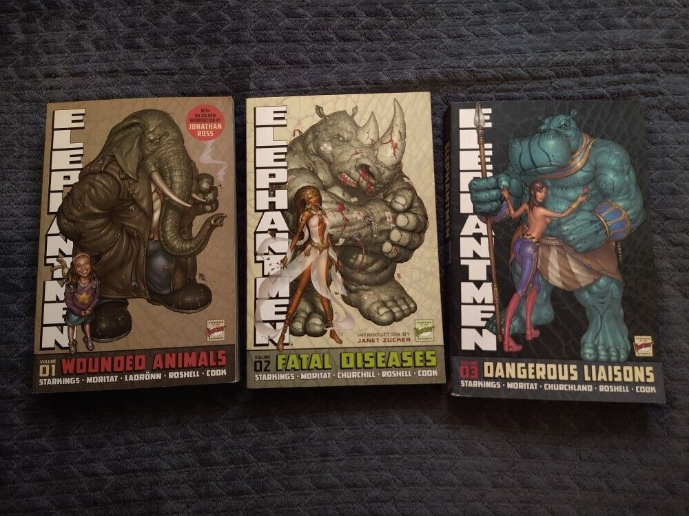 ELEPHANTMEN VOLUMES 01, 02 & 03 ~* COMIC BOOK IN NEW CONDITION & 2 SIGNED *~