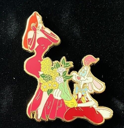 RARE DS DISNEY PIN JESSICA & ROGER  BOUQUET OF YELLOW FLOWERS NOC NIP LE 250