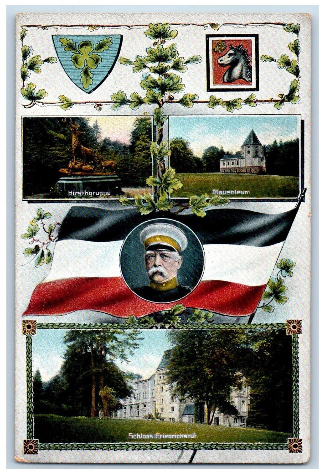 Friedrichsruh Germany Postcard Mausoleo Hirsehgruppe Friedrichsruh Castle c1910