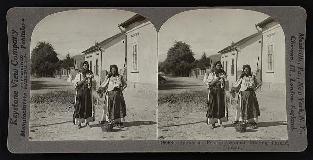 Hungarian peasant women making thread, Hungary Old Historic Photo