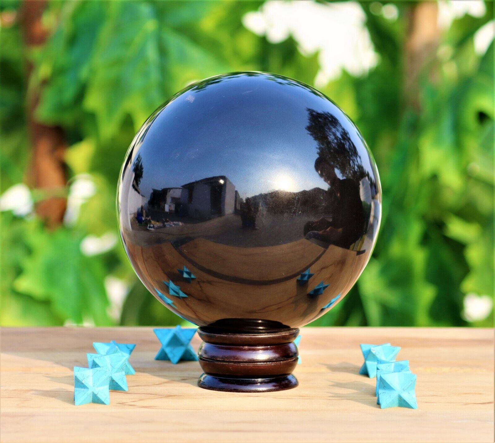 Nice Huge 200MM Black Tourmaline Stone Quartz Healing Reiki Chakra Sphere Ball