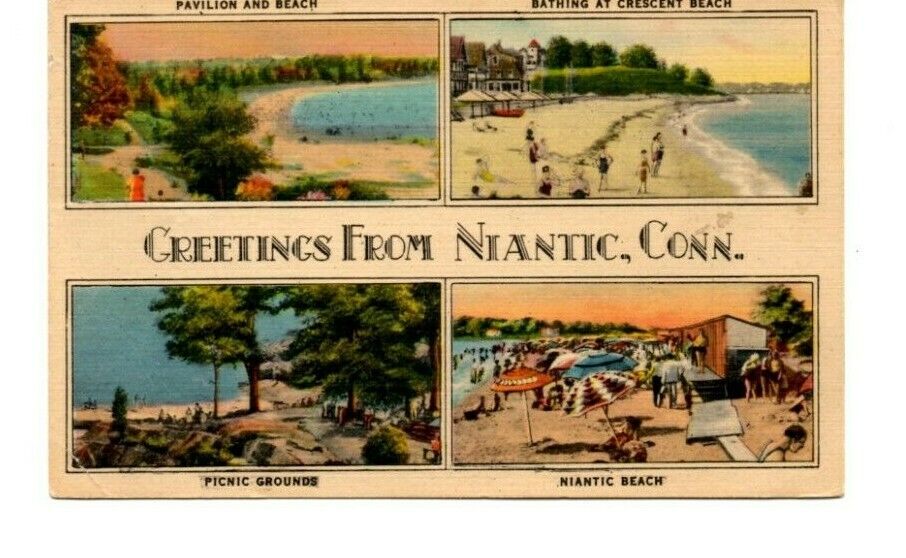 Niantic Connecticut Greetings Beach Scenes Vintage Postcard CT B17