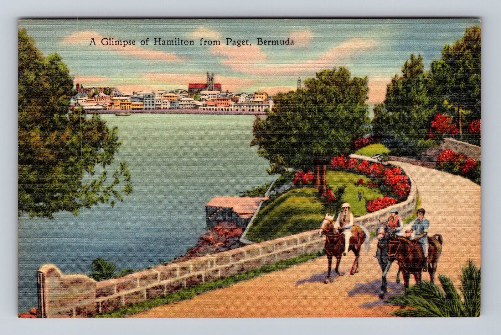 Paget-Bermuda, Scenic Panoramic Views of Hamilton, Antique Vintage Postcard