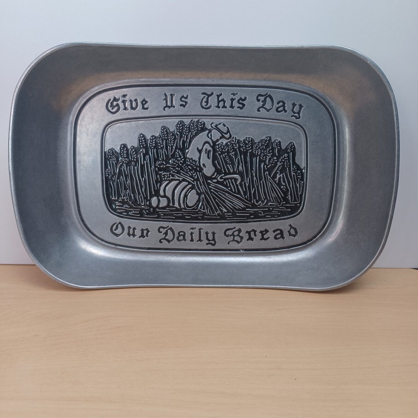 Give Us Our Daily Bread Wilton Armetale RWP Pewter Tray