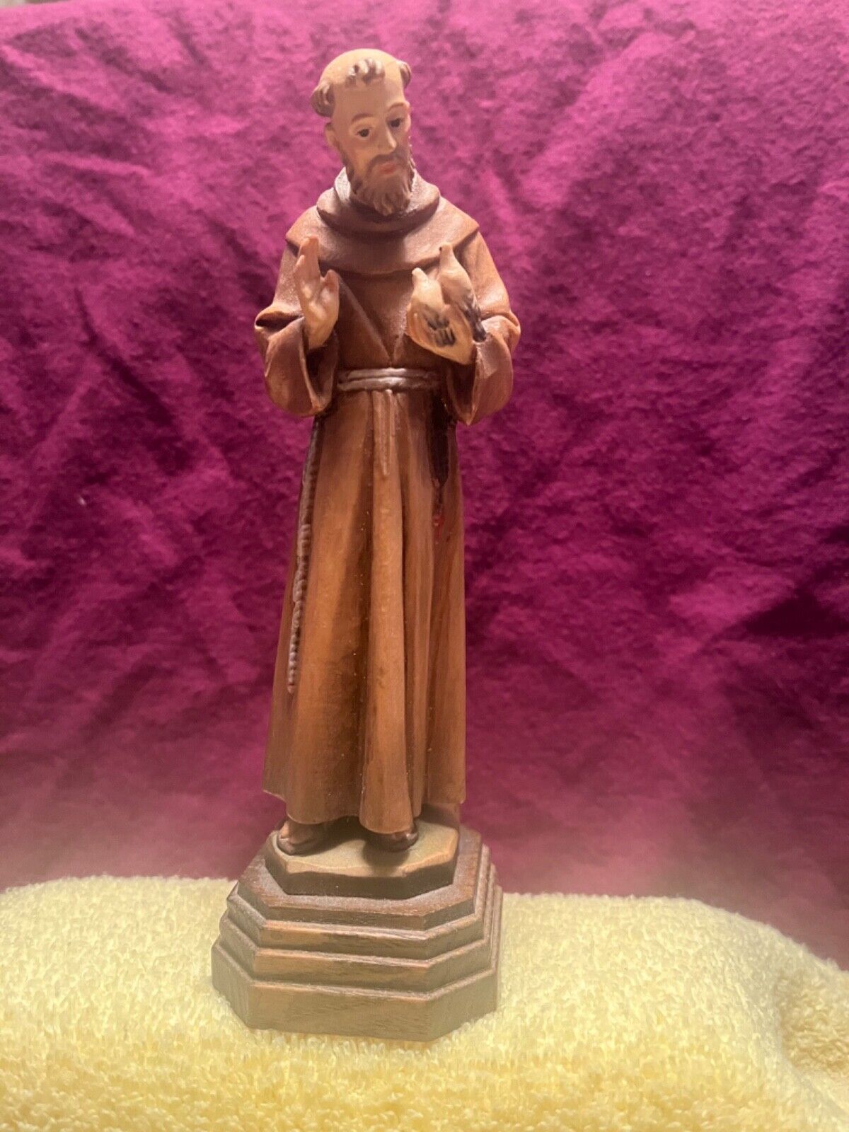 vintage anri wood carvings italy St. Francis  7” tall excellent condition 