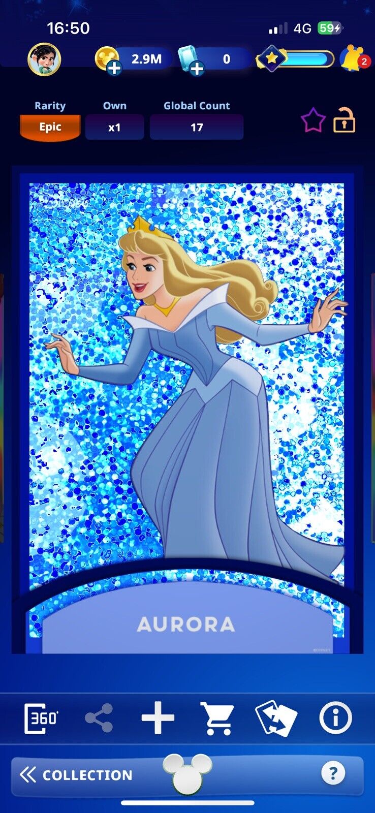 Disney Collect Topps Digital - Timeless Treasures Limited Edition Blue Aurora