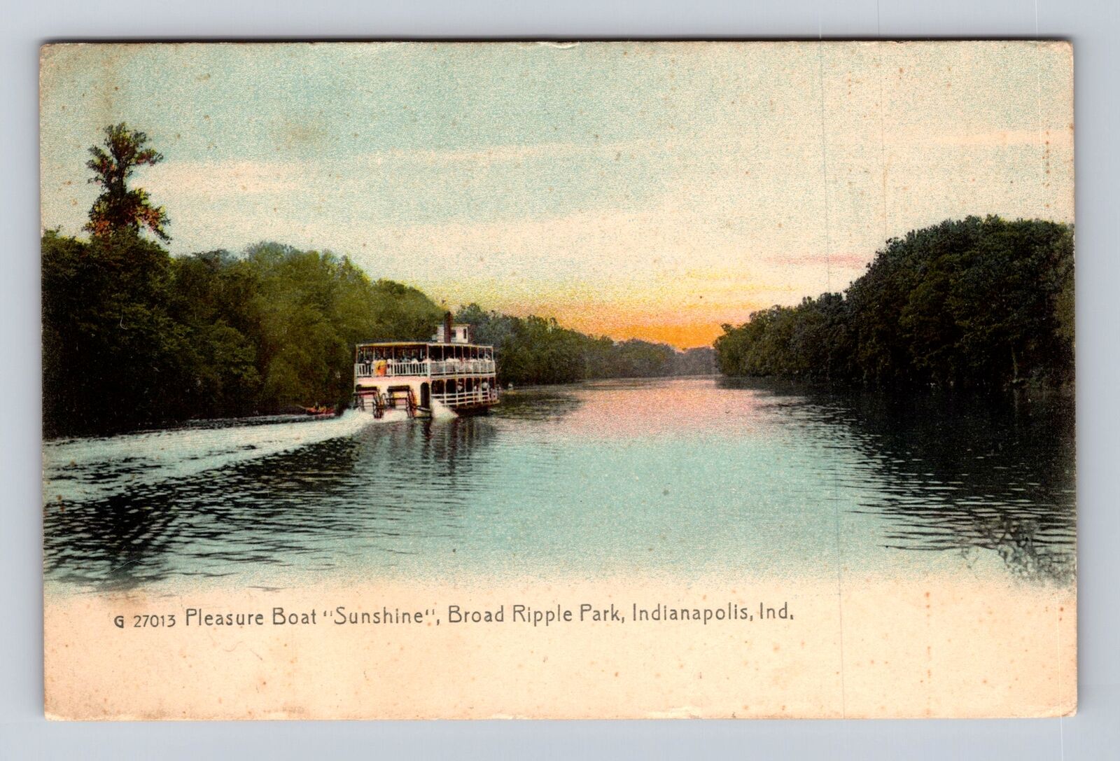 Indianapolis IN-Indiana, Pleasure Boat Sunshine, Broad Ripple, Vintage Postcard