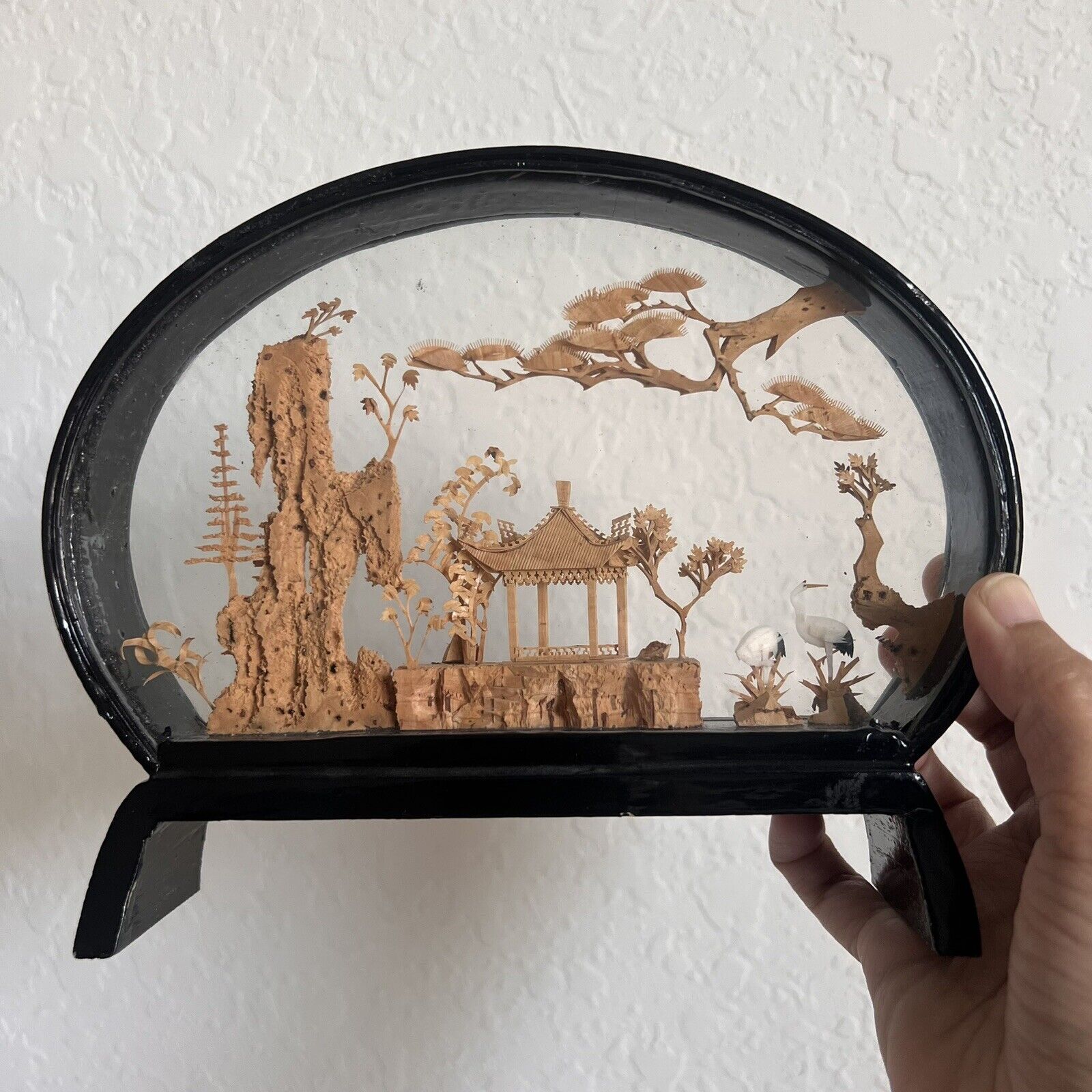 Vintage Hand Carved Chinese Miniature Diorama Shadow Box