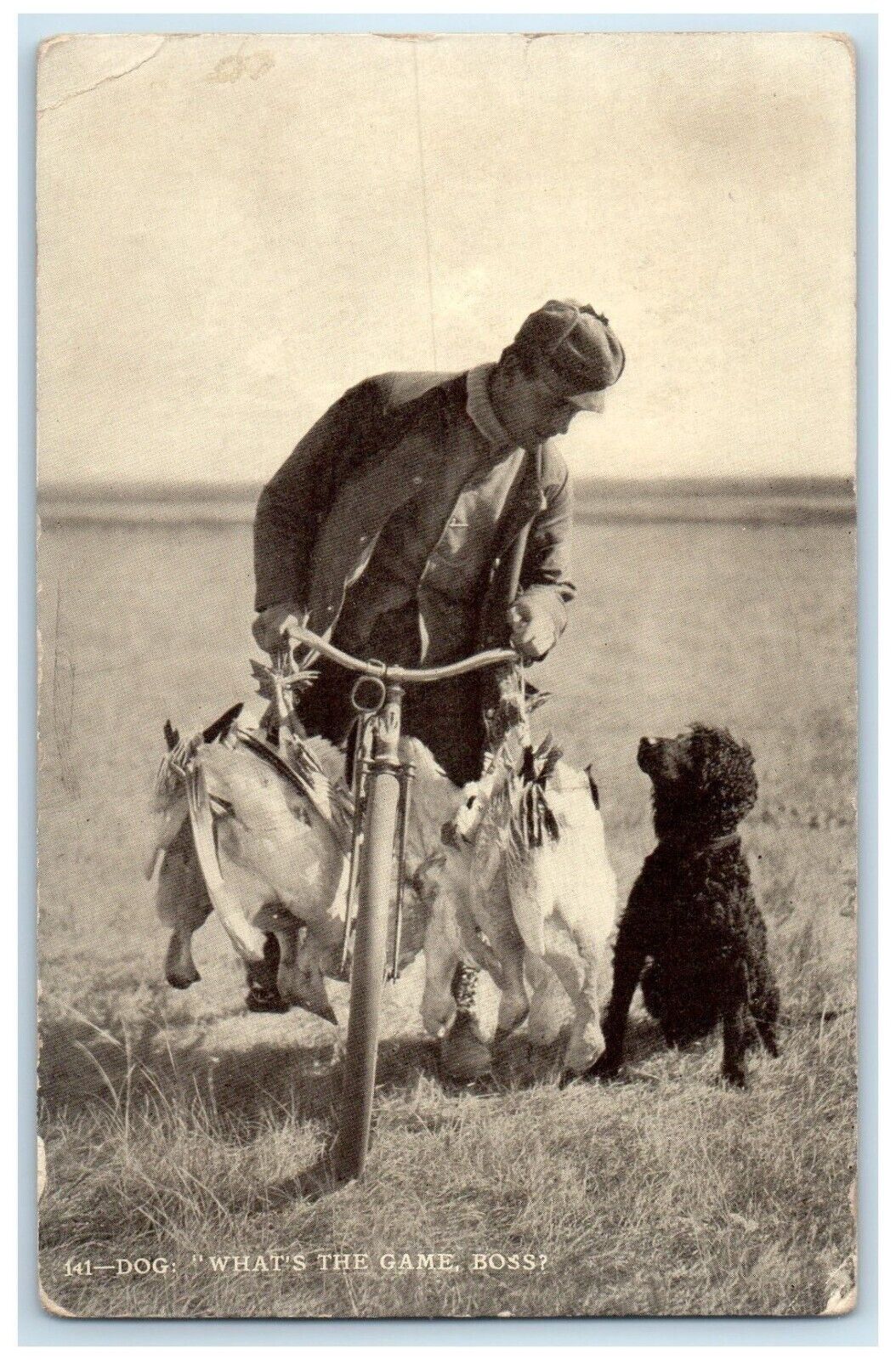 1909 Man Bicycle Duck Hunting Charles Russell Norcross MN Antique Postcard