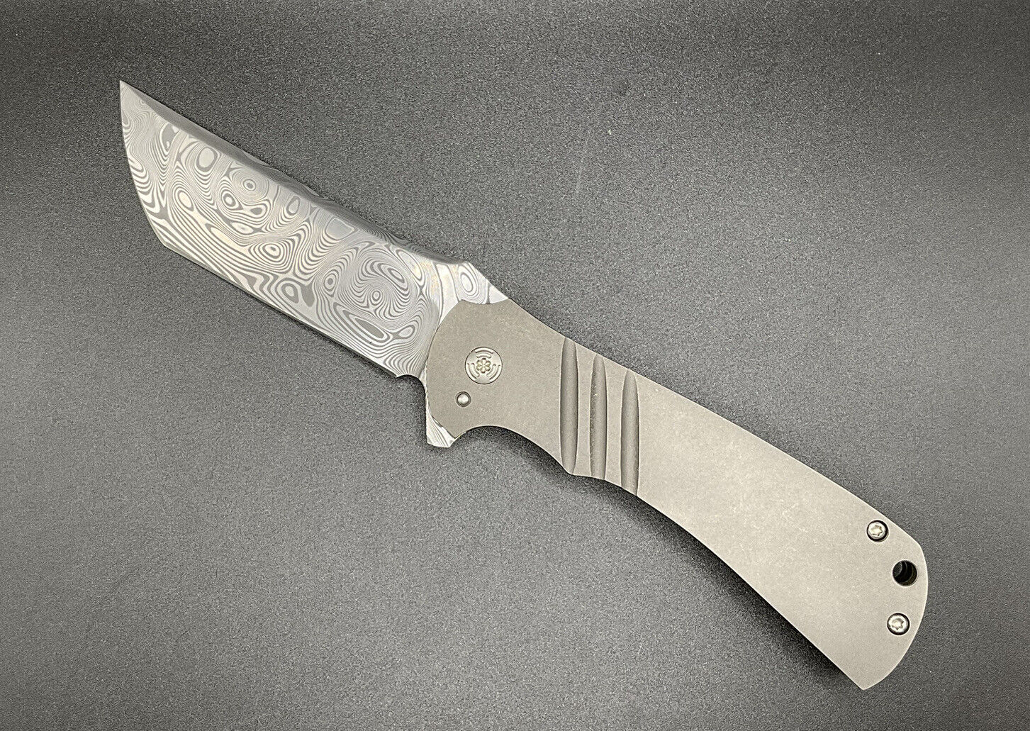 Melvin Lozada Knives Custom EVO-R Stonewashed Titanium Timascus Clip