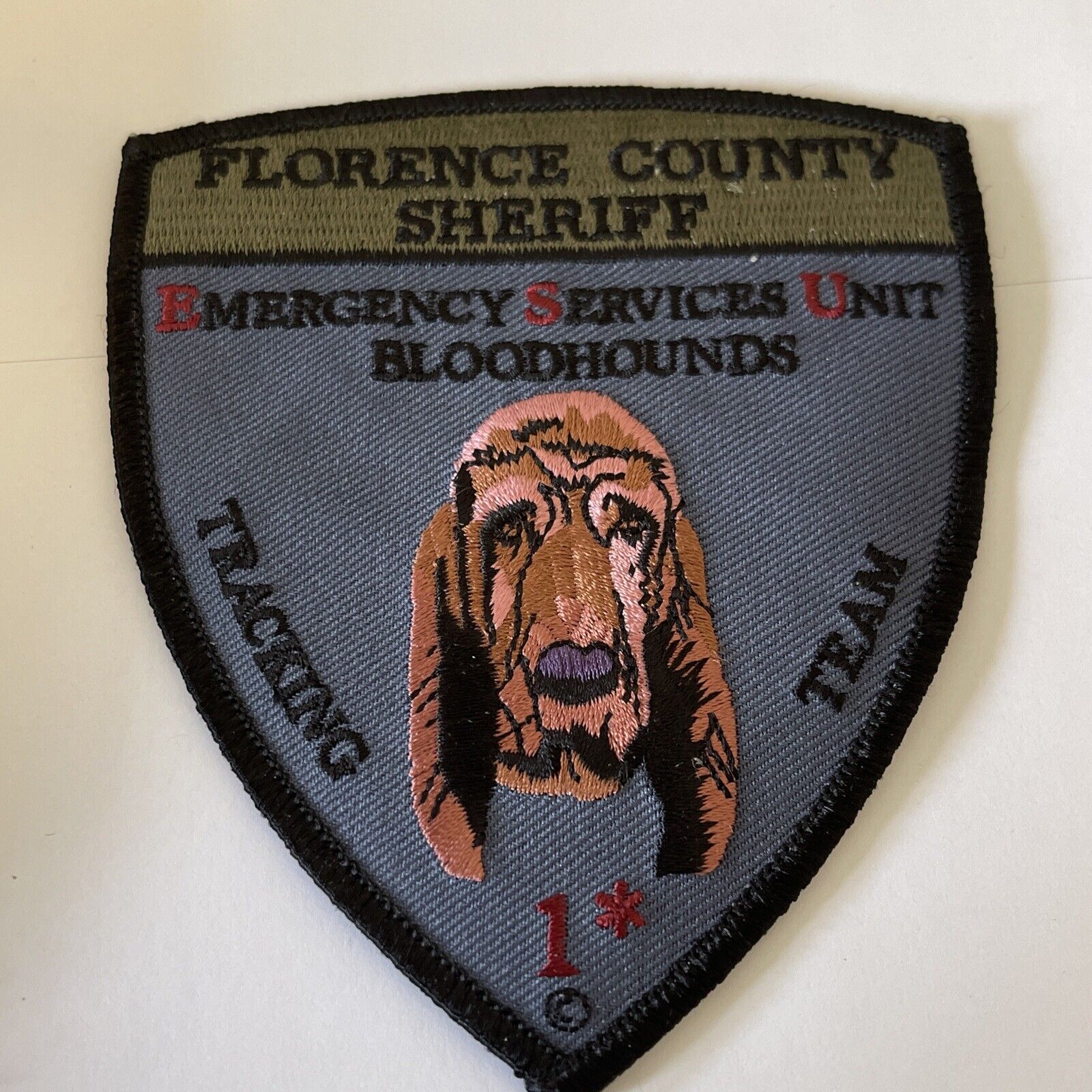 Florence county sheriff police bloodhound tracking team patch OBSOLETE BLUE