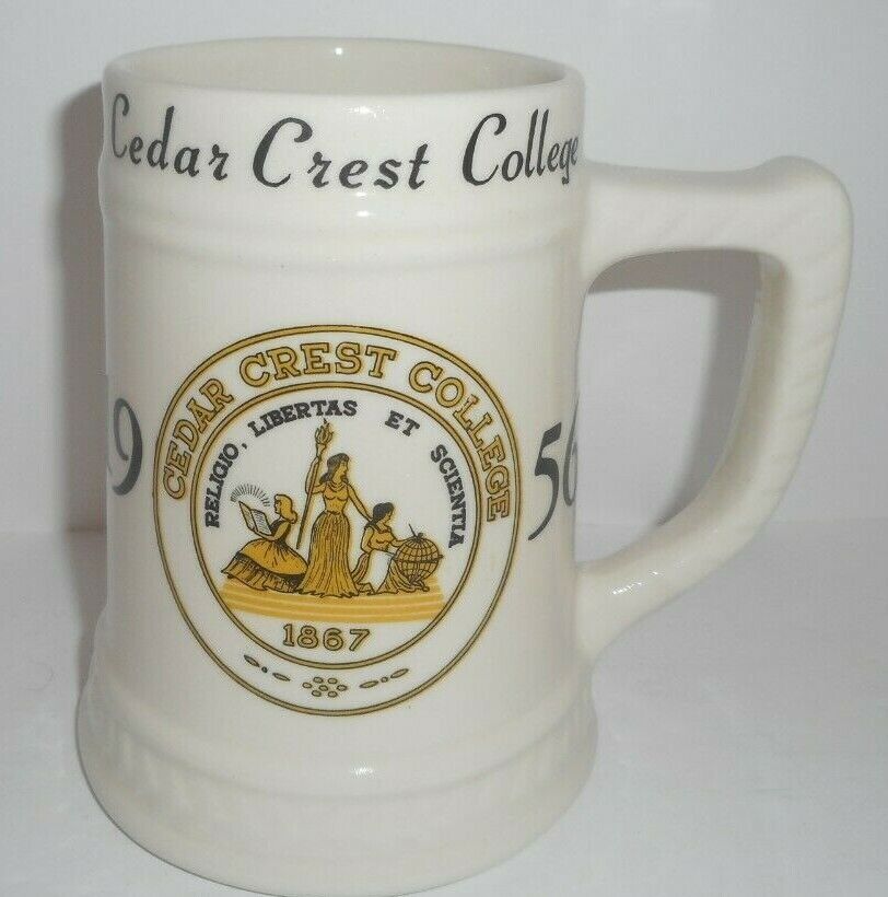 Vintage and Rare 1956 Cedar Crest College White Ceramic Mug By Imperial Falcons