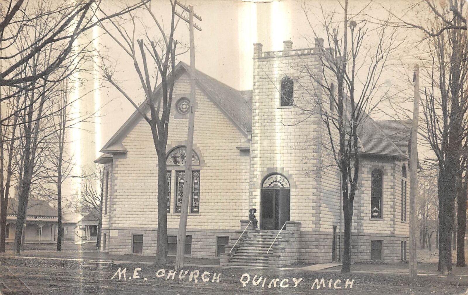 QUINCY Michigan RPPC postcard Branch County M E Church 1920